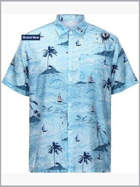 Men's Short Sleeve Button Down Hawaiian Shirt Tropical Print Beach Casual
